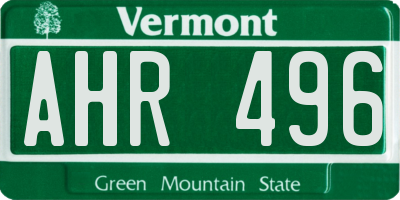 VT license plate AHR496