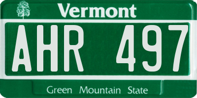 VT license plate AHR497