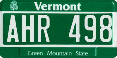 VT license plate AHR498