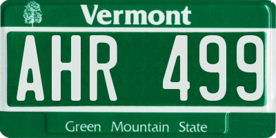 VT license plate AHR499