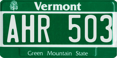 VT license plate AHR503