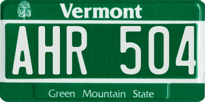 VT license plate AHR504