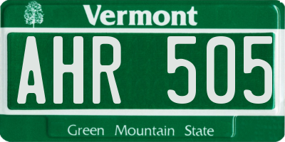 VT license plate AHR505