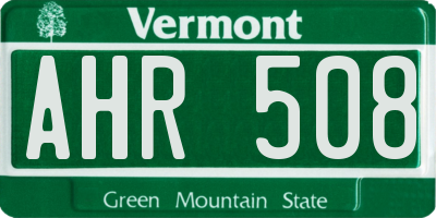 VT license plate AHR508