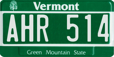 VT license plate AHR514