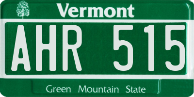 VT license plate AHR515