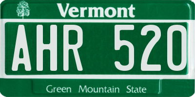 VT license plate AHR520