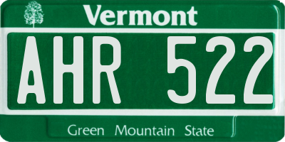 VT license plate AHR522