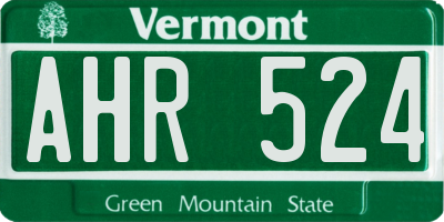 VT license plate AHR524