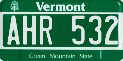 VT license plate AHR532