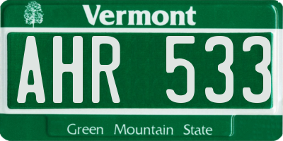 VT license plate AHR533