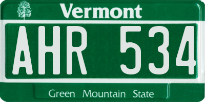 VT license plate AHR534