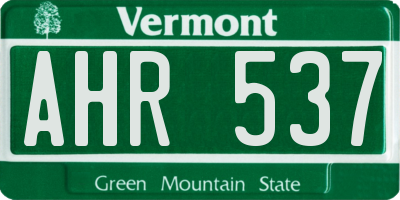 VT license plate AHR537