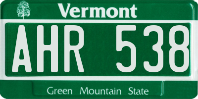 VT license plate AHR538