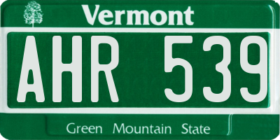VT license plate AHR539