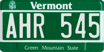 VT license plate AHR545