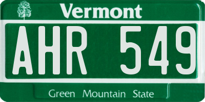VT license plate AHR549