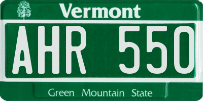 VT license plate AHR550