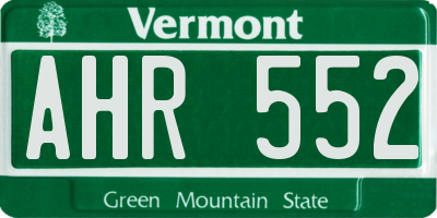 VT license plate AHR552