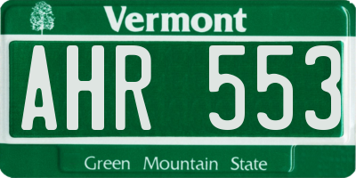 VT license plate AHR553