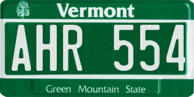 VT license plate AHR554