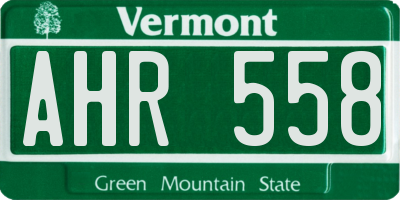 VT license plate AHR558