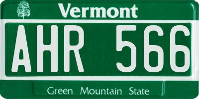 VT license plate AHR566