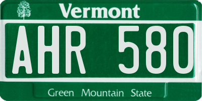 VT license plate AHR580