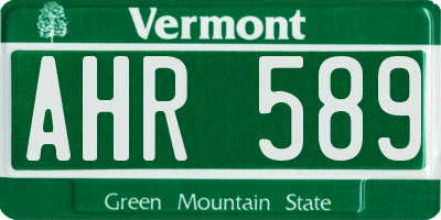 VT license plate AHR589