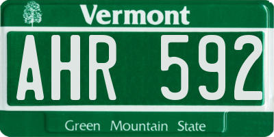 VT license plate AHR592
