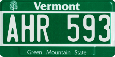 VT license plate AHR593