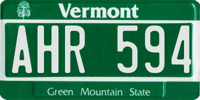 VT license plate AHR594