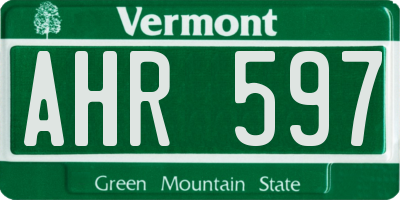 VT license plate AHR597