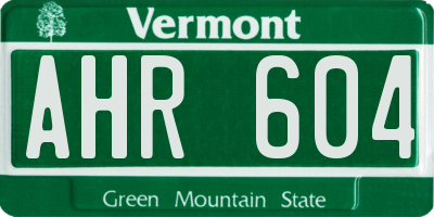 VT license plate AHR604
