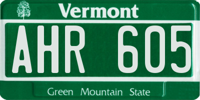 VT license plate AHR605