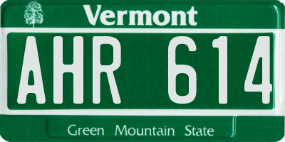 VT license plate AHR614