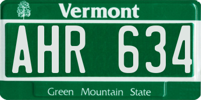 VT license plate AHR634