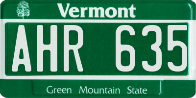 VT license plate AHR635