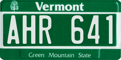 VT license plate AHR641