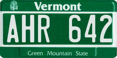 VT license plate AHR642