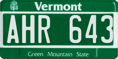 VT license plate AHR643