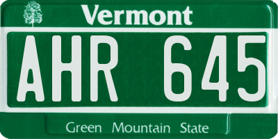 VT license plate AHR645