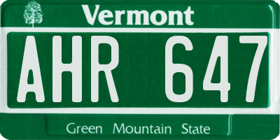 VT license plate AHR647