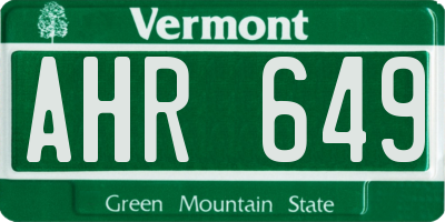 VT license plate AHR649