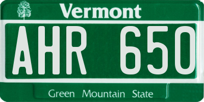 VT license plate AHR650