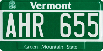 VT license plate AHR655