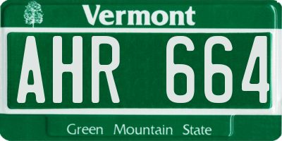 VT license plate AHR664