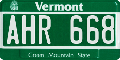 VT license plate AHR668
