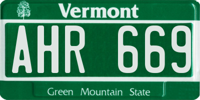 VT license plate AHR669