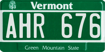 VT license plate AHR676